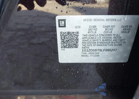 2020 Chevrolet Malibu Fwd Lt из США, поврежденный, VIN 1G1ZD5ST5LF065257